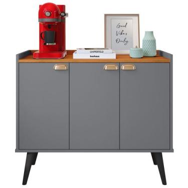 Imagem de Aparador Buffet Café Cozinha Sala 3 Portas Prateleira Organizadora Pux