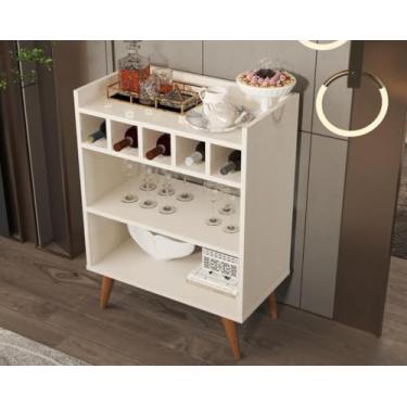 Imagem de Aparador Buffet Balcão Intense Sala Cozinha Bancada Com Adega 5 Garrafas Prateleira Pés Palitos (Off White)