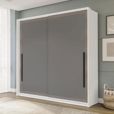 Imagem de Guarda-Roupa Casal Valência 2 Portas 2 Gavetas Branco/Cinza - Politorno