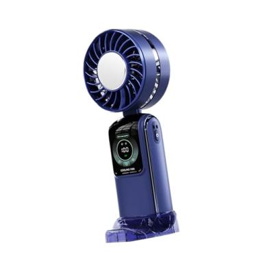 Imagem de Kuntesetty Pequeno ventilador portátil portátil ruído de dobragem sob exibição digital prática de 35dB 100 velocidade ajustável para esportes de verão, Azul