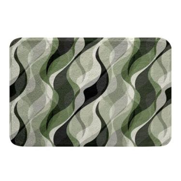 Imagem de Erosebridal Tapetes de banheiro listras verdes sálvia abstrato ombré listrado tapete de banho moderno linhas simples tapetes de chão 40,6 cm x 61 cm aquarela geometria estética tapete de banho