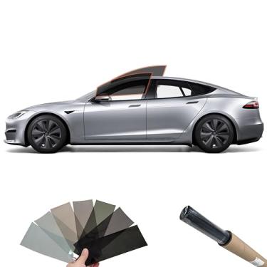 Imagem de DIY MotoShield Pro 2mil Kit de película de vidro nano cerâmica pré-cortada profissional premium para (2021-2025) Tesla Model S (Motorista frontal/passageiro 25%)