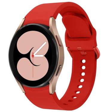 Imagem de KIMAIXA Pulseira para Galaxy Watch 5 de 40 mm e 44 mm/Galaxy Watch 5 Pro Band 45 mm/Galaxy Watch 4 de 40 mm e 44 mm/Galaxy Watch 4 Classic Band 42 mm 46 mm, pulseira esportiva de silicone de 20 mm para mulheres e homens, vermelho oficial