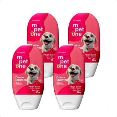 Imagem de Combo 4 Creme Dental Cães e Gatos Morango Mypetone - 90g
