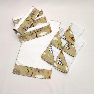 Imagem de Kit com 5 Fraldinha de Boca Dupla Camada + 5 Toalhinha de Ombro Bebê 1