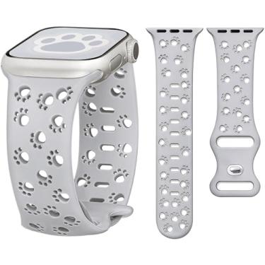 Imagem de G-ficu Pulseiras femininas de silicone para Apple Watch de 41 mm, 40 mm e 42 mm (série 10/11) de 38 mm, pulseira esportiva elegante para Apple Watch séries 11, 10, 9, 8, 7, SE, 6, 5, 4, 3, cinza