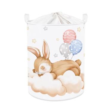 Imagem de Clastyle Cesto de roupa suja para bebês de animais dormindo, cesta de armazenamento para meninos, meninas, caixa de brinquedos dobrável, organizador de roupas para quarto de bebê, coelho, 36 x 45 cm