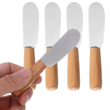 Imagem de Espátula Para Pate Manteiga Geleia Requeijão Em Aço Inox Kit Com 4 Peças 10,2 cm Resistente Com Cabo de Madeira Conjunto