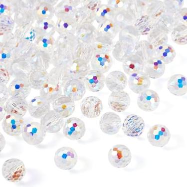 Imagem de Spritewelry Contas de vidro de cristal para fabricação de joias 80 peças de contas de vidro facetadas redondas 10 mm AB cor transparente contas de cristal banhado a granel para colar pulseira