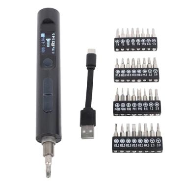 Imagem de Mini Chave de fenda elétrica Torque ajustável de alta precisão 32 em 1 kit de chave de fenda recarregável para reparo de telefone Câmera de relógio e eletrônicos projetos DIY (Preto)