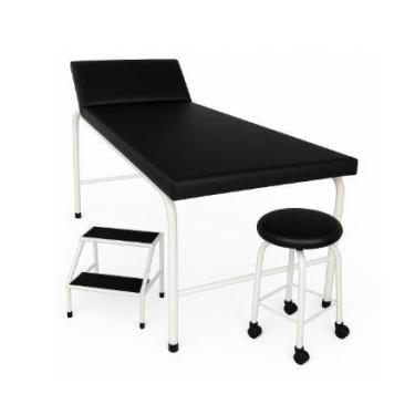 Imagem de Maca Clínica de Exame , escada e banco giratorio - BR CIRURGICA