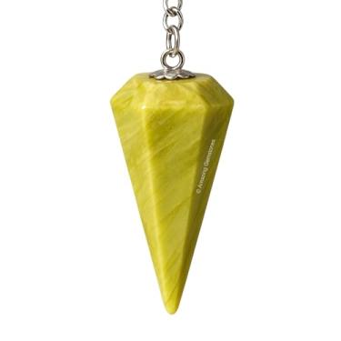 Imagem de Pêndulo de cristal serpentino para adivinhação - cristais de imersão certificados e pedras de cura para equilíbrio e meditação de chakras - Melhore o crescimento espiritual do Reiki com cristais e