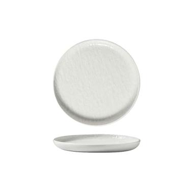 Imagem de Prato de cerâmica requintado retangular branco puro em estilo europeu para uso doméstico simples - prato de comida ocidental em relevo de 20 cm