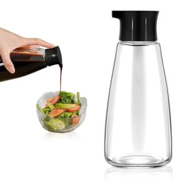 Imagem de EQUNROY 1 garrafa dispensadora de molho de soja de vidro - Galheteiro de 272 g para azeite de oliva, vinagre, churrasco e cozinha - Dispensador de óleo à prova de vazamento com bico para cozinha e