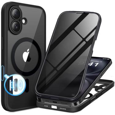 Imagem de BERFY Capa para iPhone 16 Plus, compatível com MagSafe, protetor de tela de privacidade integrado e proteção de câmera, capa de telefone transparente antiespião à prova de choque para 16 Plus de 6,7