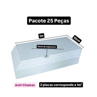 Imagem de 25 placas de isopor eps antichamas 10mm, tamanho 100 x 50cm - ISOBIZ