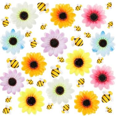 Imagem de Juinte 165 peças de suprimentos de festa incluem girassol artificial de 6 cm, cabeças de pequenas abelhas, decoração de artesanato para árvore de Natal, festa em casa, casamento, decoração DIY