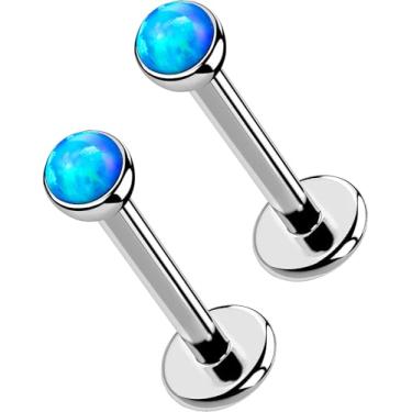 Imagem de OUFER 2 peças 16G/20G brincos de nariz lábios, G23 titânio sólido sem rosca push in nariz narina lábio labret medusa Monroe Helix cartilagem tragus concha lóbulo piercing joias para mulheres e homens