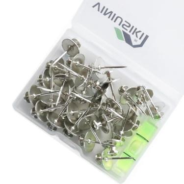 Imagem de VINIUSIKI Pregos para pendurar com cabeça dupla, pacote com 30, tachas de parede pretas com nível de bolha, comporta até 4,5 kg