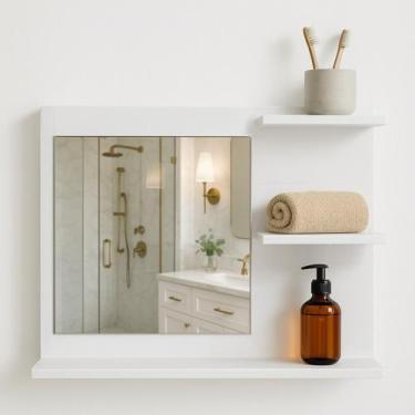 Imagem de Armário MDF Com Espelho Branco Multiuso Para Banheiro - Móveis C.