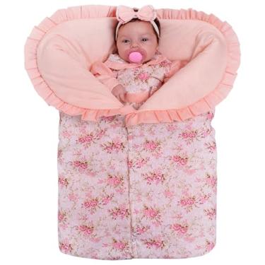 Imagem de Porta Bebê Saco de Dormir Quentinho Para Bebê Menina Charmosa Salmão