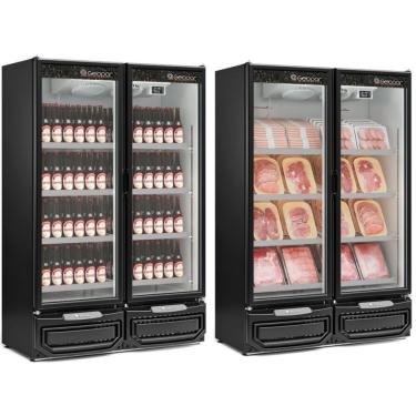 Imagem de Expositor Vertical 2 Portas De Vidro Gcbc950 Gelopar Refrigerador 957 Litros Preto 220v
