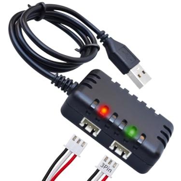 Imagem de Carregador de bateria de íons de lítio/lipo de 7,4 V 2 em 1, carregador inteligente de equilíbrio USB com plugue XH-3P 1A para baterias 2S, carros, drone, barco, avião, helicóptero, caminhão