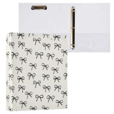 Imagem de Fichário de 3 anéis com padrão de laço preto, 3 cm, 1 pacote com 200 folhas para crianças, material escolar, mulheres e homens, escritório