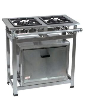 Imagem de Fogão Industrial 2 Bocas P7 em Aço Inox com Forno Leona - Mr Fogões