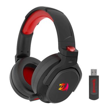 Imagem de Headset Gamer Sem Fio Redragon Nomem Pro - Drivers 50mm - Bluetooth ou 2.4GHz - 7.1 - RGB - Preto