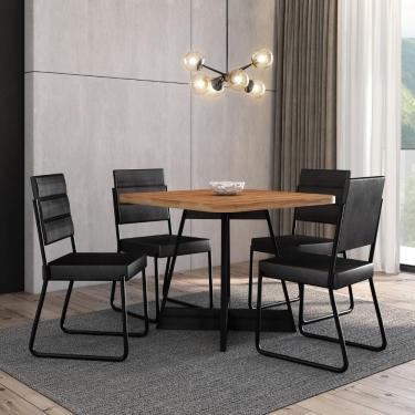 Imagem de Conjunto Sala De Jantar 4 Cadeiras Charlotte Carraro Nogal Preto