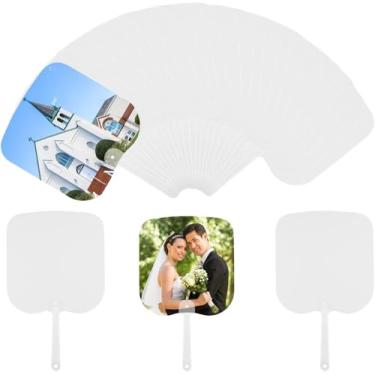 Imagem de 26 ventiladores de igreja, ventilador de sublimação de dupla face, ventiladores de plástico retangulares portáteis em branco para bricolage, espaços em branco de transferência de calor personalizáveis