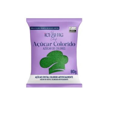 Imagem de Açúcar Cristal Colorido para Confeitaria Fina 80g cada Iceberg, Verde 