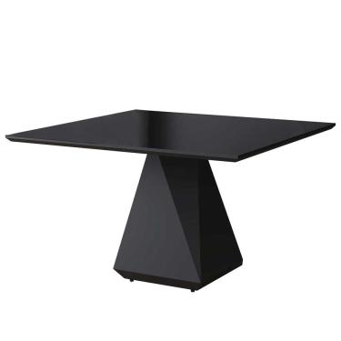 Imagem de Mesa de Jantar Quadrada 130x130cm Lia Tampo Vidro Preto CCS