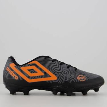 Imagem de Chuteira Umbro Orbit Campo Preta e Laranja
