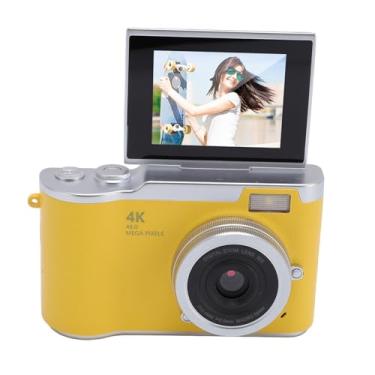 Imagem de ASHATA Câmera Digital, Cartão SD de 128 GB 4k 48mp 18x Zoom Auto Focus Screen 2,4 Polegadas Construído na Câmera Compacta Leve, para Meninos e Meninas, Adolescentes, Viagens Diárias (YELLOW)