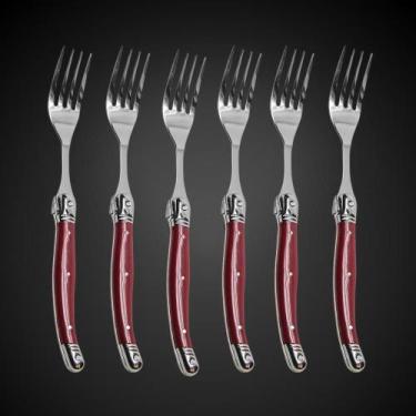 Imagem de Jogo De Garfos Laguiole 6 Peças Inox Premium Bandeja Madeira - La Tour