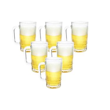 Imagem de Kit 6 Canecas De Vidro Transparente 370 Ml Wincy Vda09099