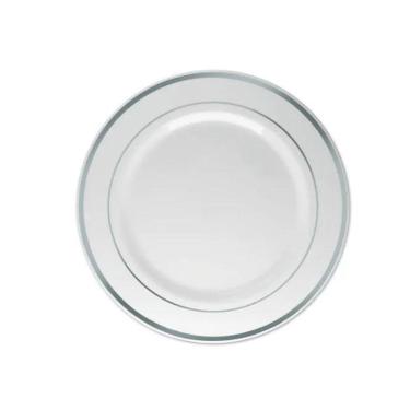 Imagem de Pratos Descartáveis Luxo Refeição Borda Prata-5Un