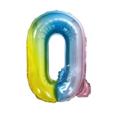 Imagem de Balão de Letra Gigante Metalizada Multicolor  - 75 cm - PartiuFesta, Q