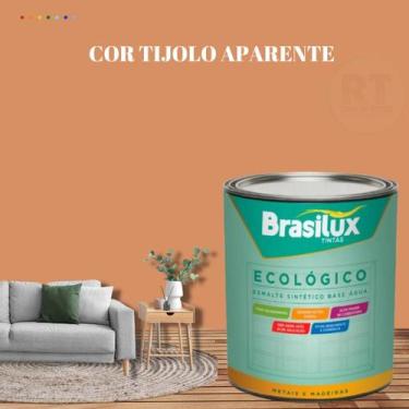 Imagem de Esmalte Sintético Brasilux Base Água Ecologico Cor Laranja 800ML Brilh