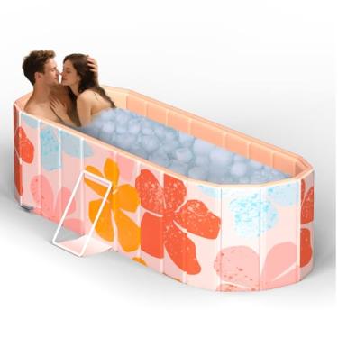 Imagem de Banheira térmica portátil de 149 cm para adultos, banheira de gelo extragrande para atletas com estrutura térmica de 5 camadas, banheira dobrável sem enchimento com capa, banheiras em casa e ao ar