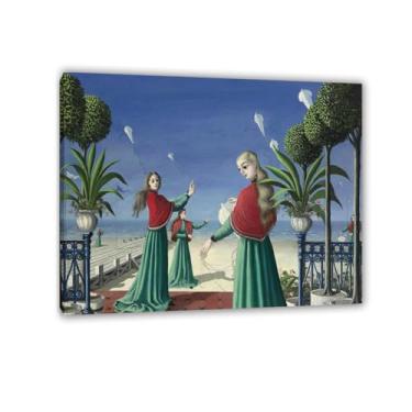 Imagem de Paul Delvaux Arte de parede Les Cerfs-volants Impressão em tela Surrealismo Arte em tela famosa reprodução pôster quarto sala decoração casa 50x40 cm (50.8x40.6 cm) emoldurado