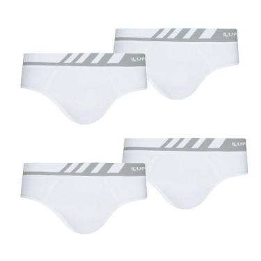Imagem de Combo Com 4 Cuecas Slip Microfibra Sem Costura Lupo Original, GG, Bran
