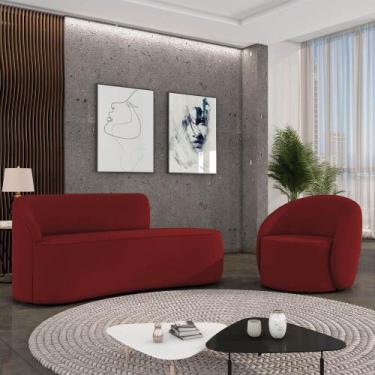 Imagem de Sofá 3 Lugares Orgânico 180cm Morgan e Poltrona Lua Veludo D03 - D'Ros