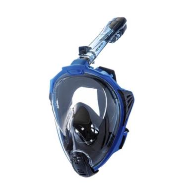 Imagem de XPLORER Máscara de Snorkel Full Face, Azul e Preta, Silicone Premium, Visão Panorâmica, com Snorkel Seco Dobrável, para Mergulho de Superfície e Recreacional (Azul, S/M)