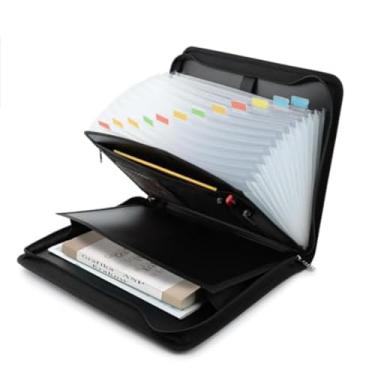 Imagem de Organizador de arquivos sanfonado, organizador de documentos com 13 bolsos com alça, pasta de arquivos portátil para casa de negócios com zíper para carta A4, organizadores de recibos de pastas de