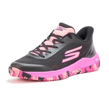 Imagem de Skechers Tênis masculino Viper Court – Atlético Indoor Outdoor Pro Pickleball com suporte de ajuste no arco, Preto/rosa choque, 40