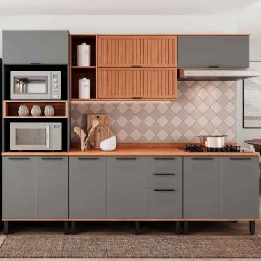 Imagem de Armário de Cozinha Completa Castanha 2700mm 5 Peças Cinza/Freijó - Tel