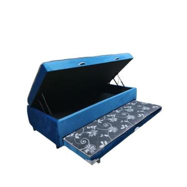 Imagem de Baú Conjugado Solteiro Com Cama Auxiliar - RN Cama Box, Azul